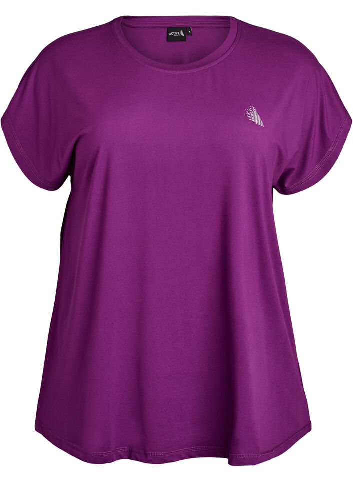 Einfarbiges Trainings-T-Shirt, Lila, Packshot image number 0