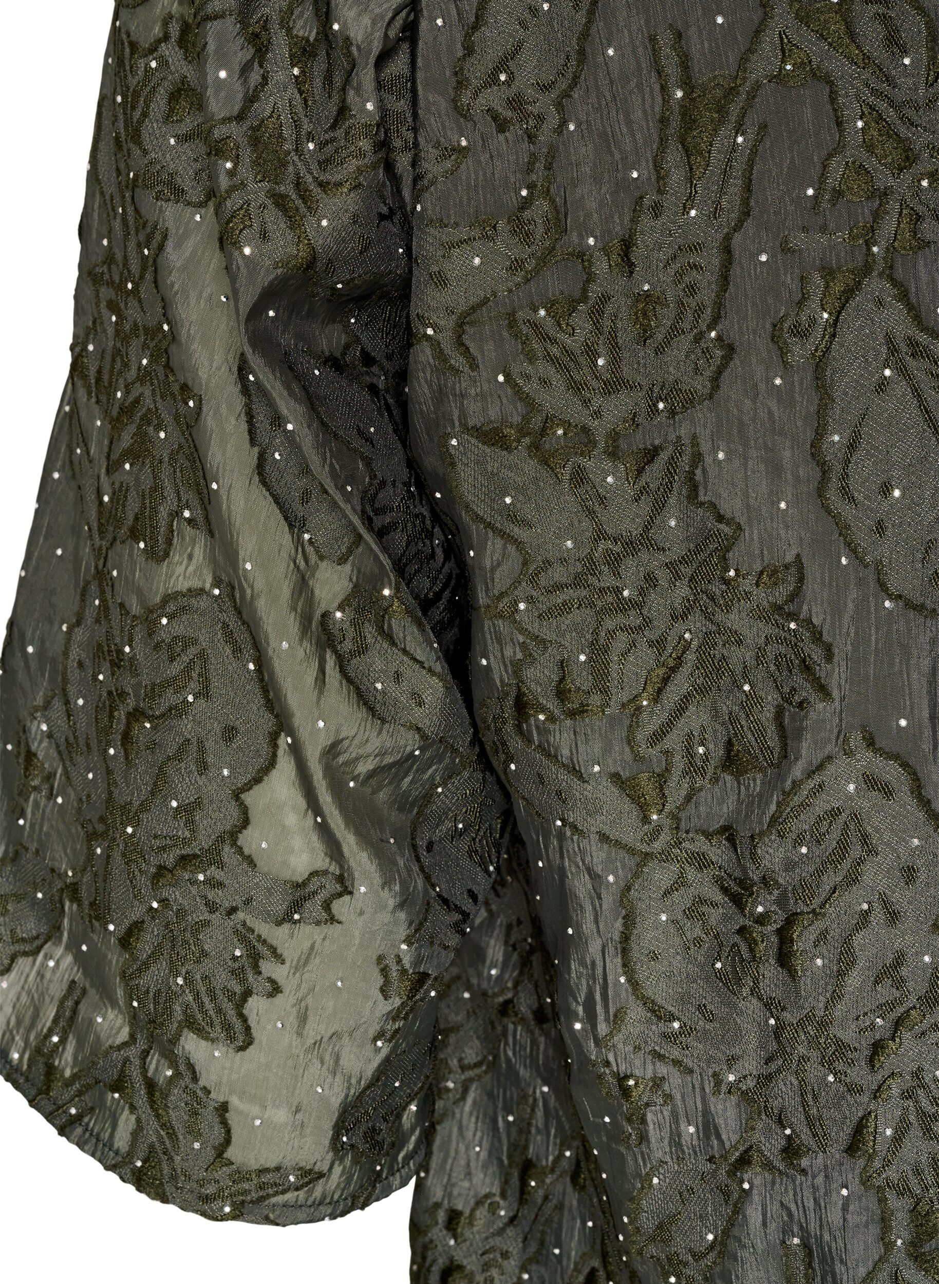 ZizziJacquardbluse mit funkelnden Details und Puff&auml;rmeln, Gr&uuml;n, Packshot image number 3
