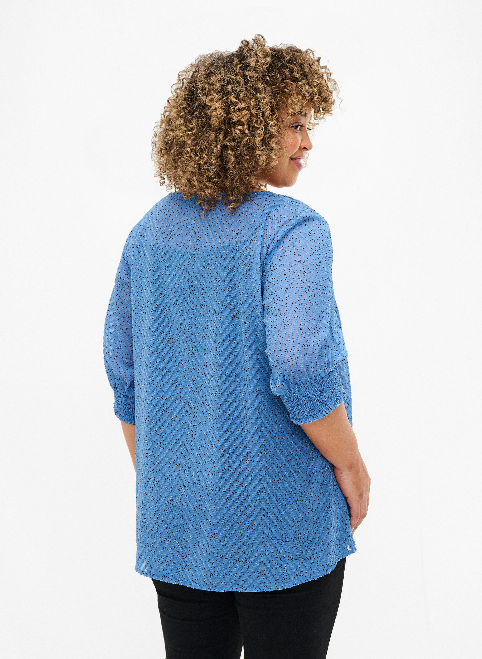 ZizziGepunktete Bluse mit kurzen &Auml;rmeln, Riverside Dot, Model image number 1