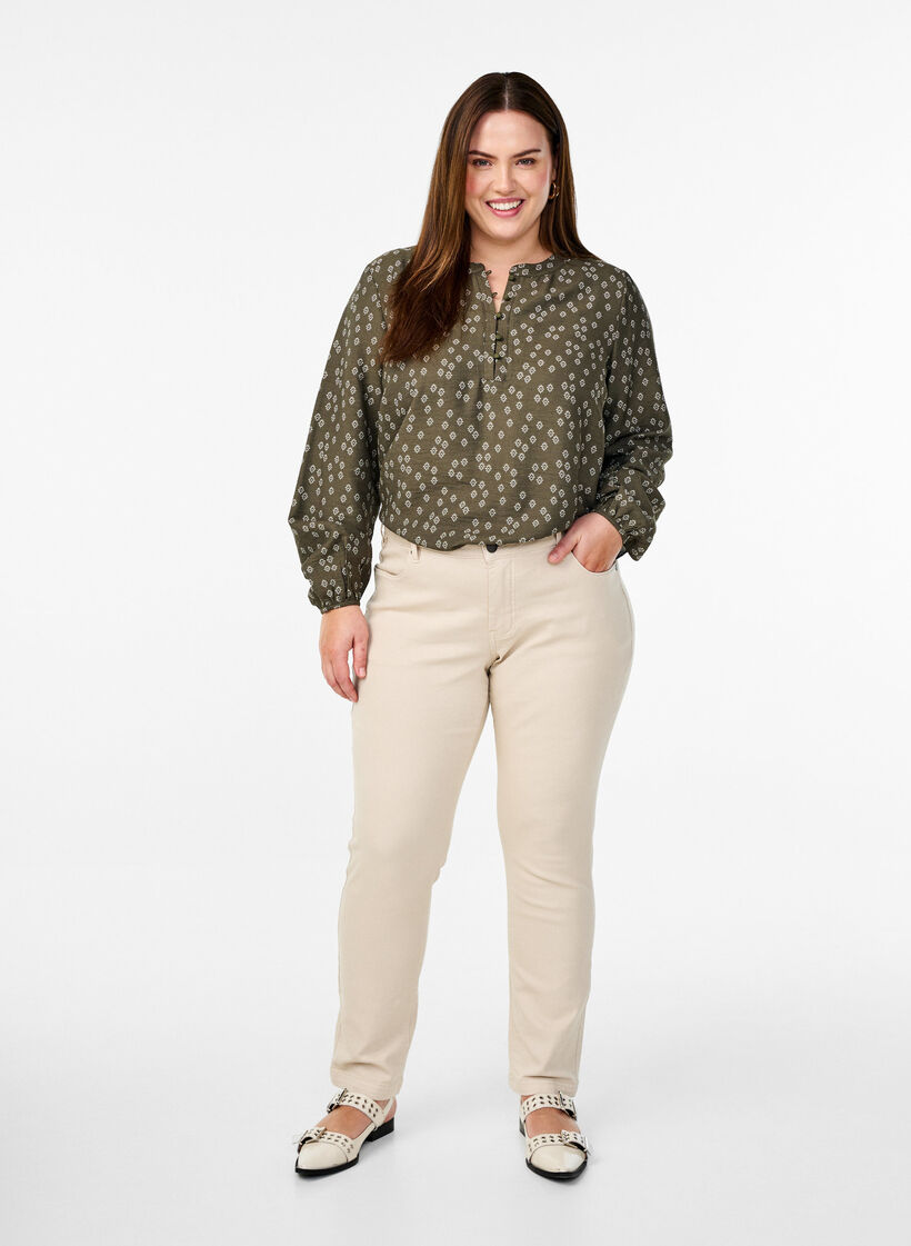 Slim-Fit-Emily-Jeans mit normaler Taille, Beige, Model image number 0