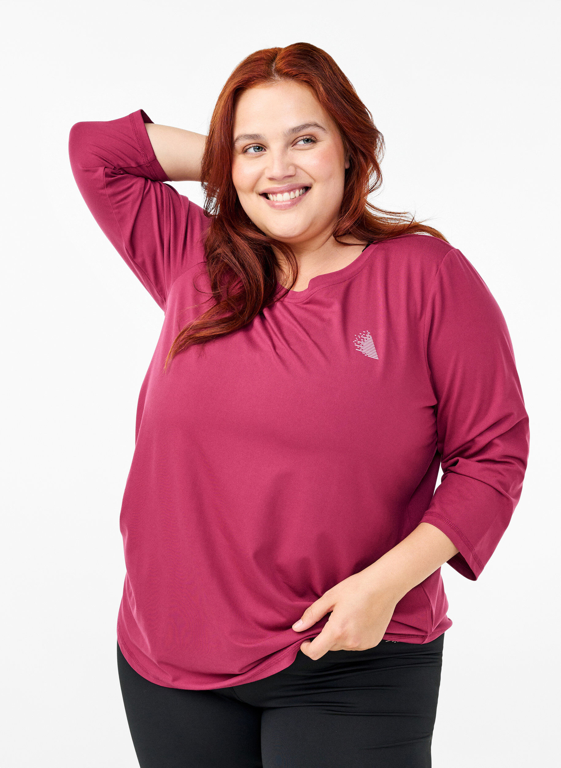 Zizzi Trainingsbluse mit 3/4 &Auml;rmeln, Rot, Model image number 0