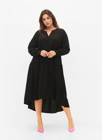 Midi-Kleid mit langen Ärmeln, Black, Model