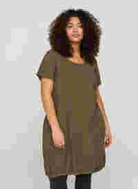 Kurzarm Kleid aus Baumwolle, Ivy Green, Model