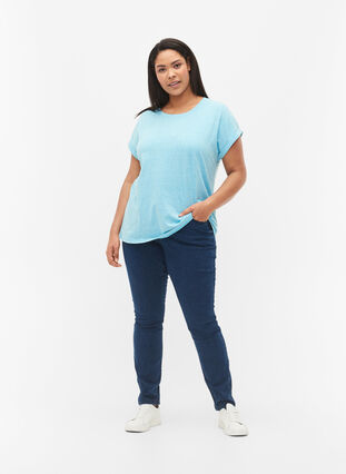 Melange-T-Shirt mit kurzen Ärmeln, Blue Atoll Mél, Model image number 2