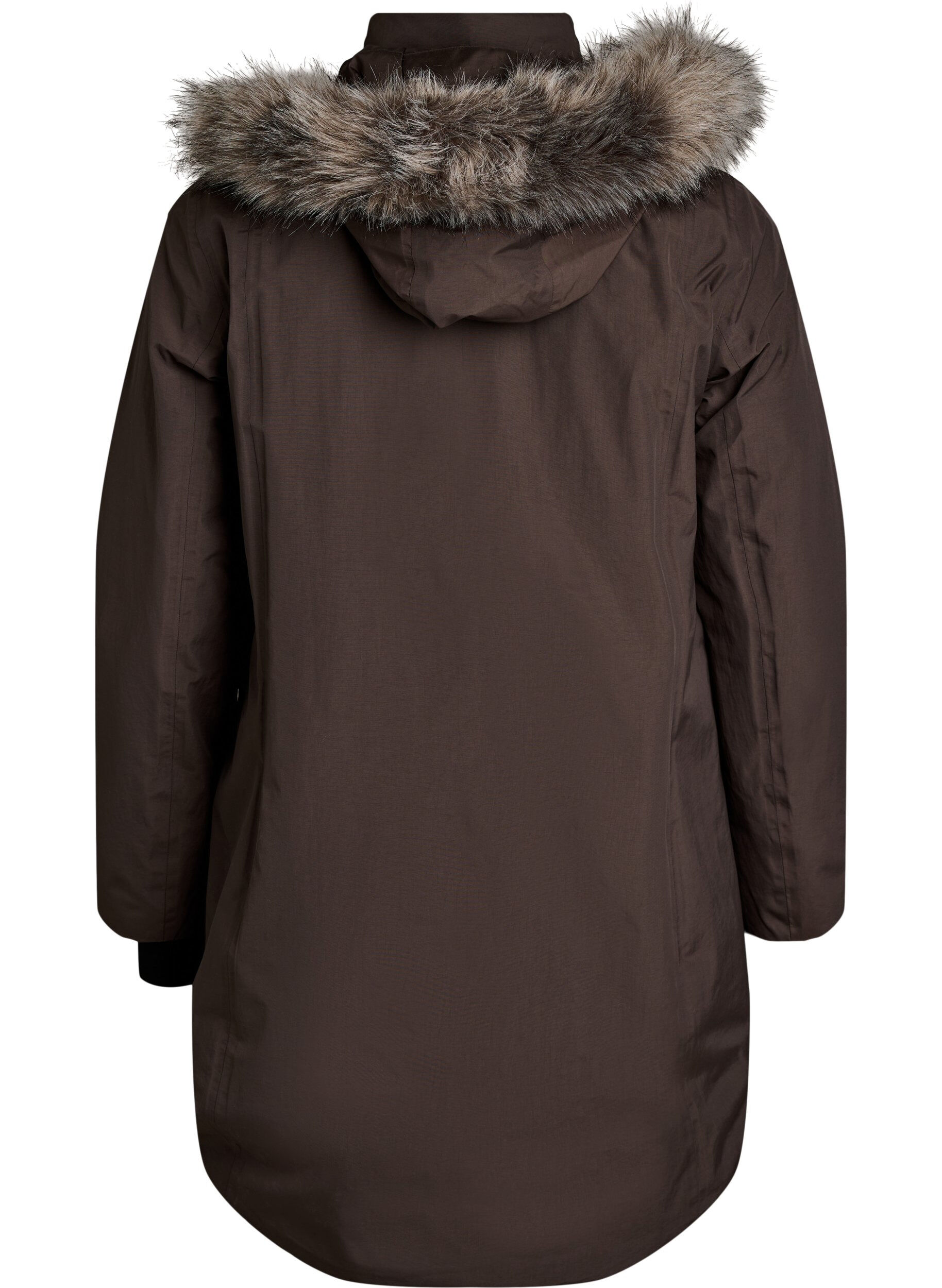 ZizziWasserdichter Parka mit Kapuze, Braun, Packshot image number 1