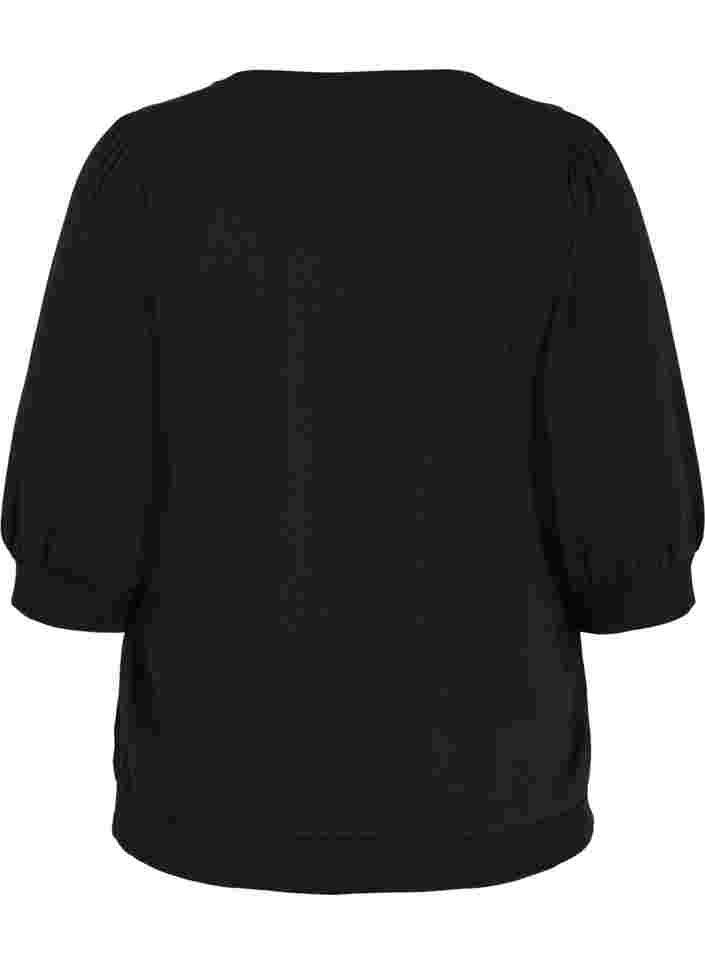 Sweatshirt mit 3/4 Ärmeln, Black, Packshot image number 1