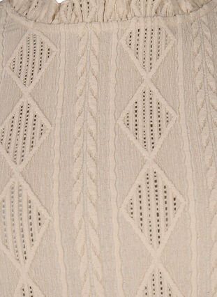 Bluse mit Rüschendetails und einem Ton in Ton gehaltenen Muster, Sand, Packshot image number 3
