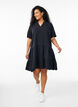 Kurzes A-Linien-Kleid aus Baumwollmusselin, Schwarz, Model image number 1