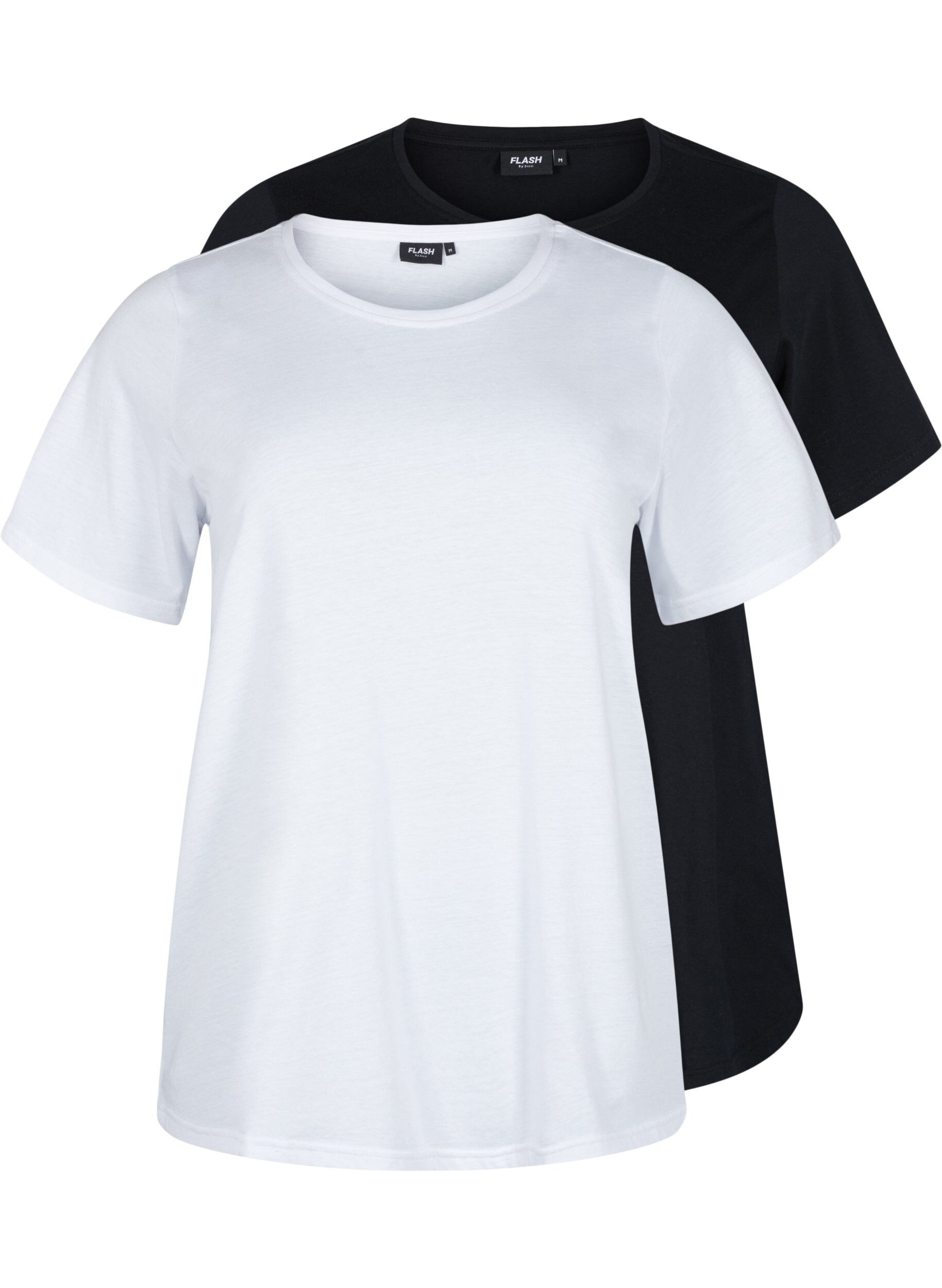 ZizziFLASH - 2er-Pack T-Shirts mit Rundhalsausschnitt, White/Black, Packshot image number 0