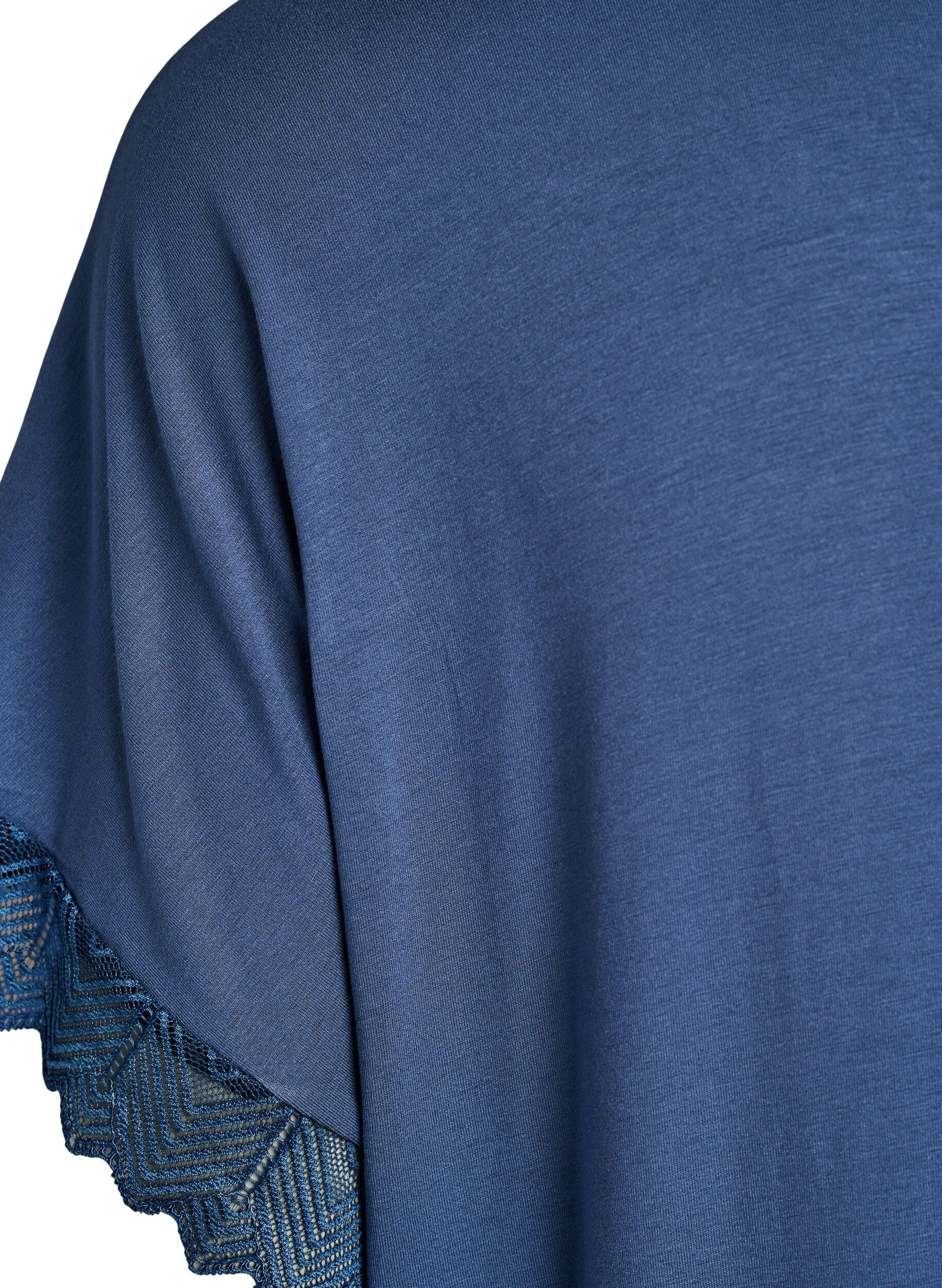 ZizziNachthemd aus Viskose mit kurzen &Auml;rmeln und Spitzen, Blau, Packshot image number 3