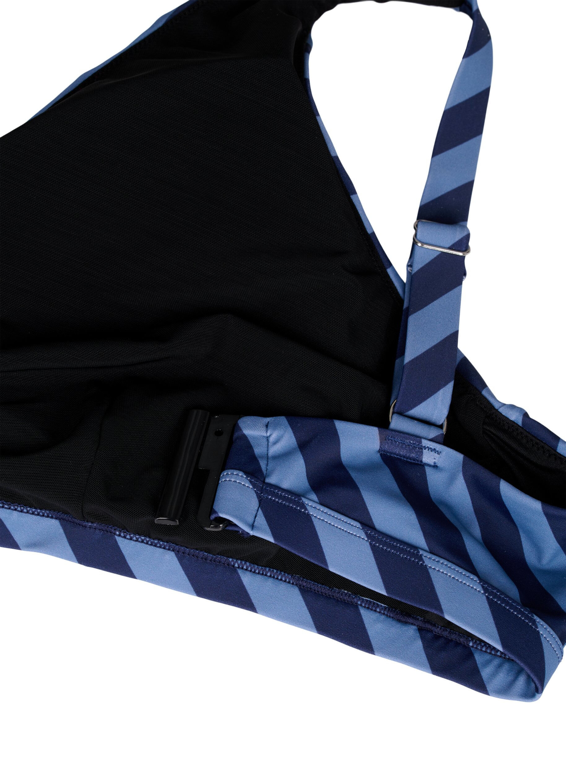 ZizziTriangel-Bikinioberteil mit Streifen und Wickeldetail, Blau, Packshot image number 3
