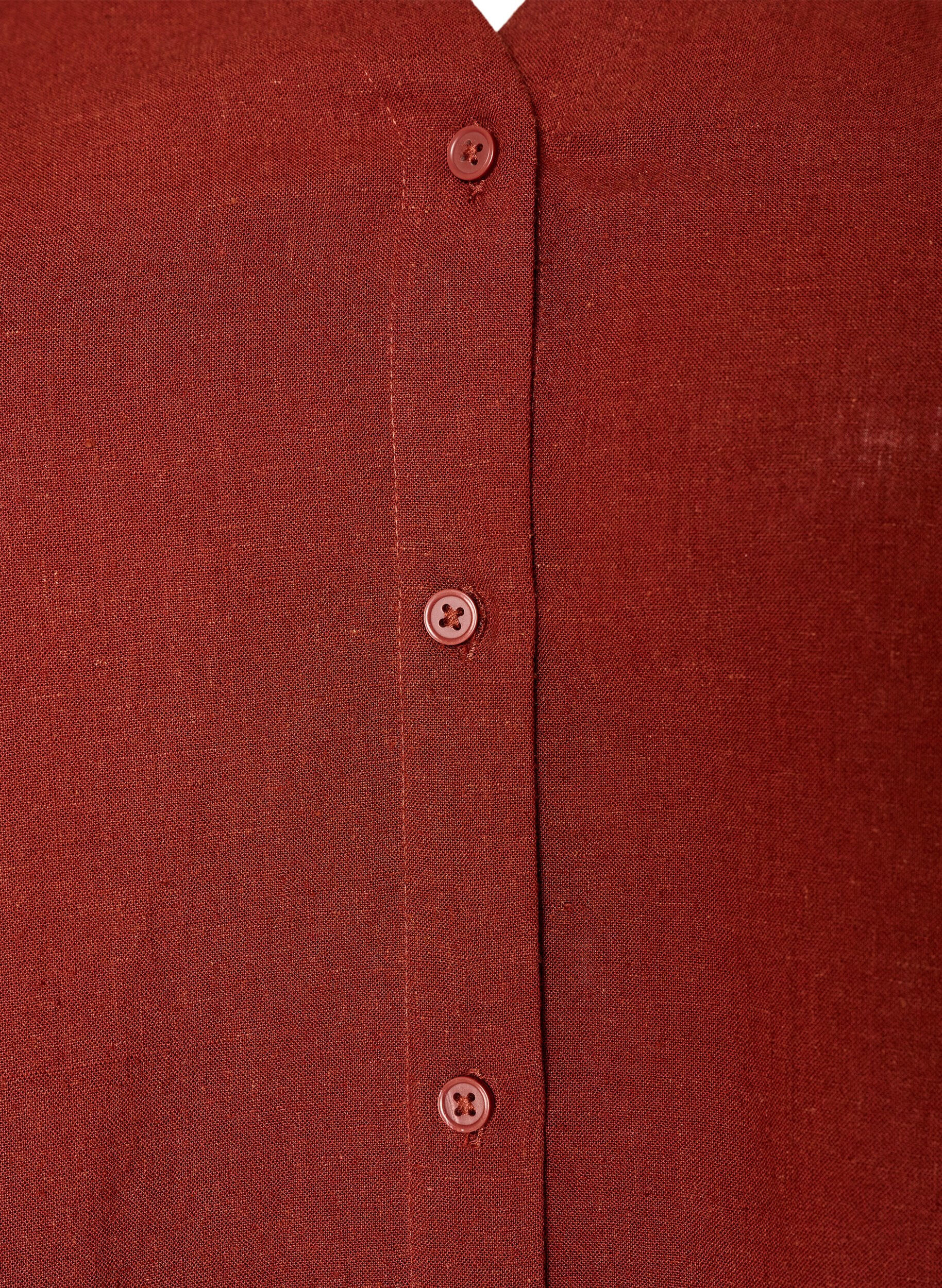 ZizziBluse aus Leinen und Viskose mit V-Ausschnitt, Rot, Packshot image number 2