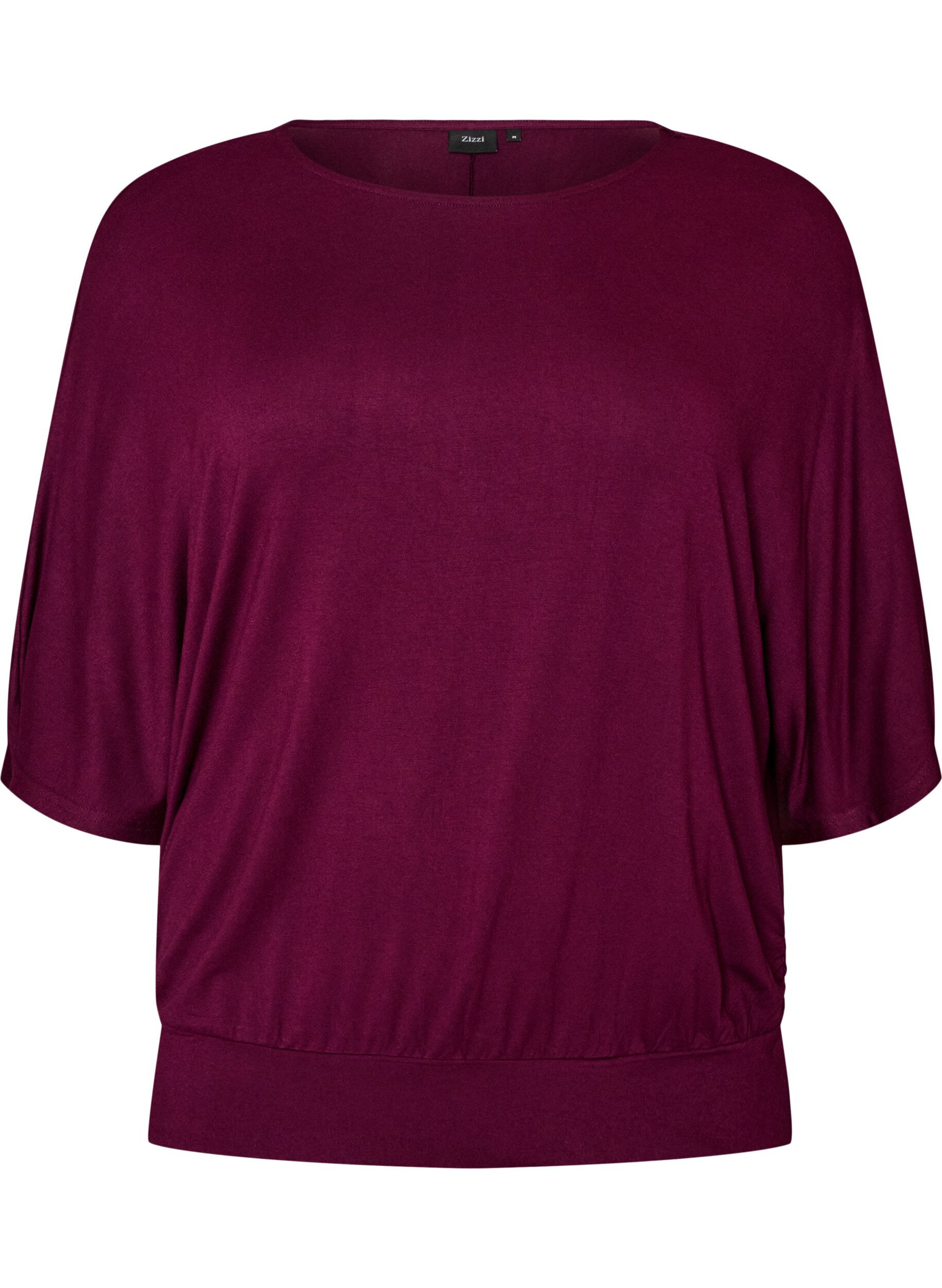 ZizziBluse aus Jersey mit ellbogenlangen Ballon&auml;rmeln, Lila, Packshot image number 0