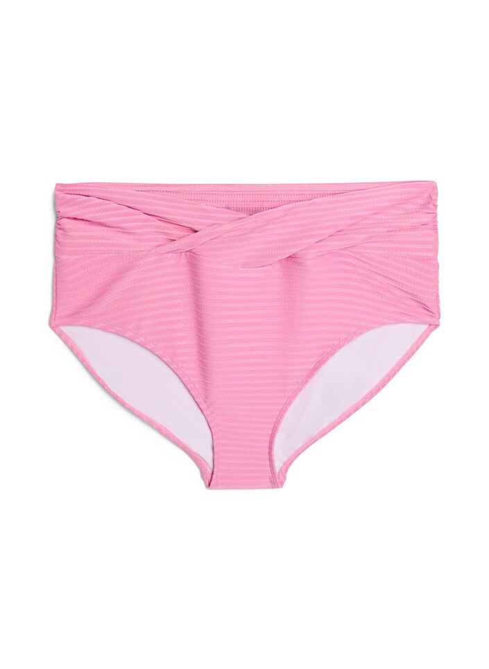 Bikinihose mit hoher Taille und &Uuml;berkreuz-Details, Pink, Packshot image number 0