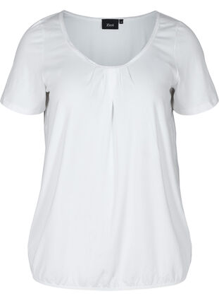 Kurzarm T-Shirt mit Rundhals und Spitze, Bright White, Packshot image number 0