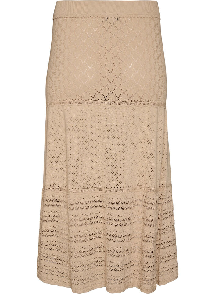 Strickrock mit Lochstickerei, Beige, Packshot image number 1