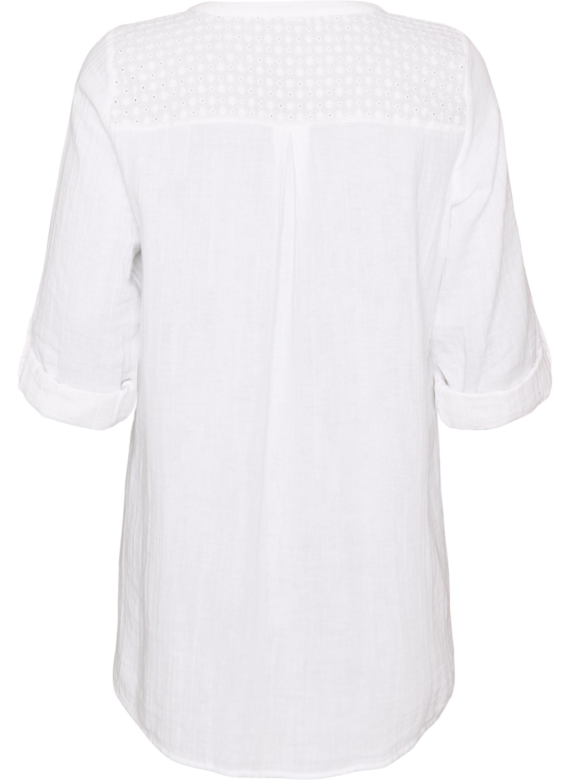 ZizziTunika aus Baumwollmusselin mit Broderie Anglaise, Wei&szlig;, Packshot image number 1