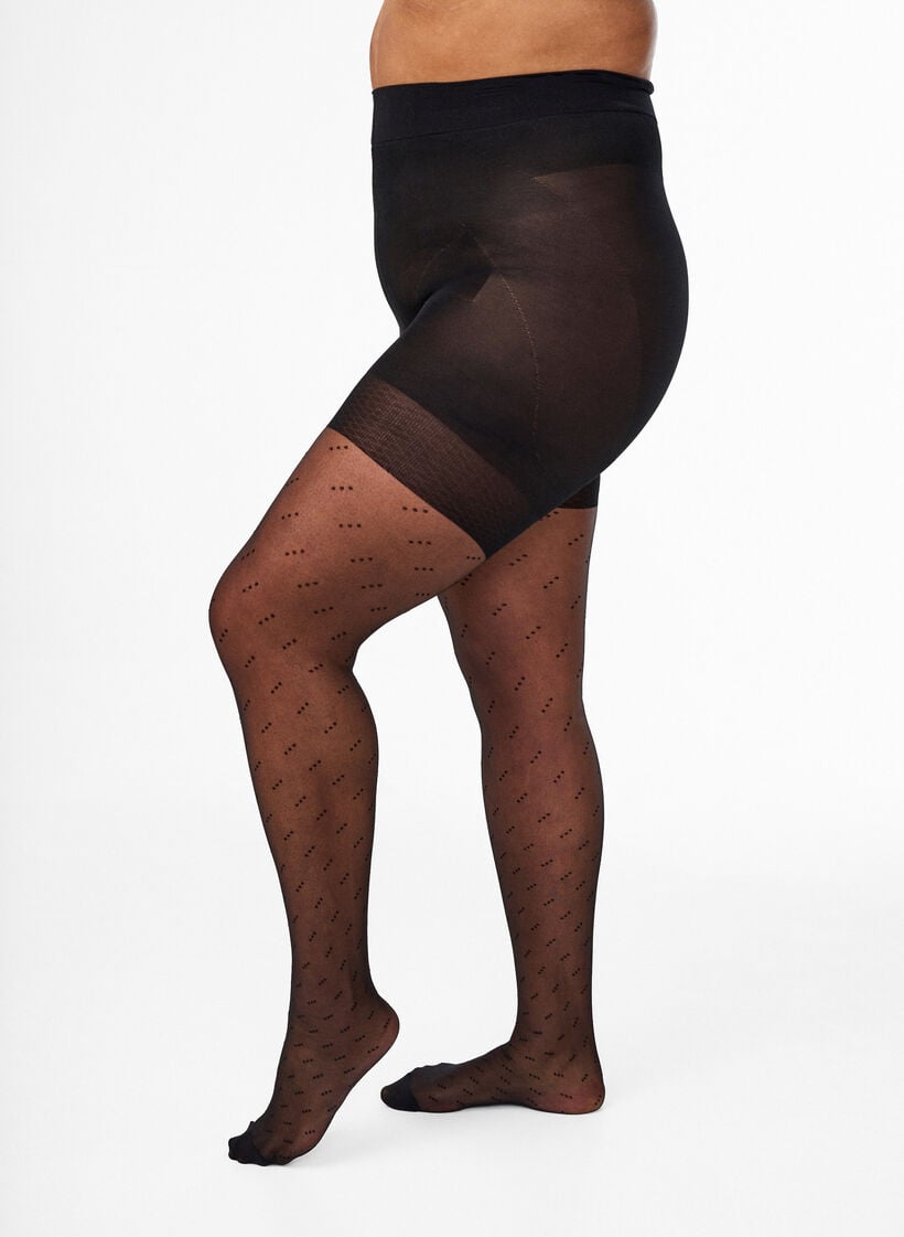 25 den Push-up-Strumpfhose mit Punktmuster, Schwarz, Model image number 0
