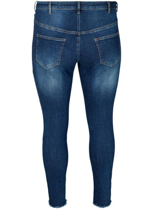 Cropped Nille Jeans mit coolen Fransensäumen, Blue denim, Packshot image number 1
