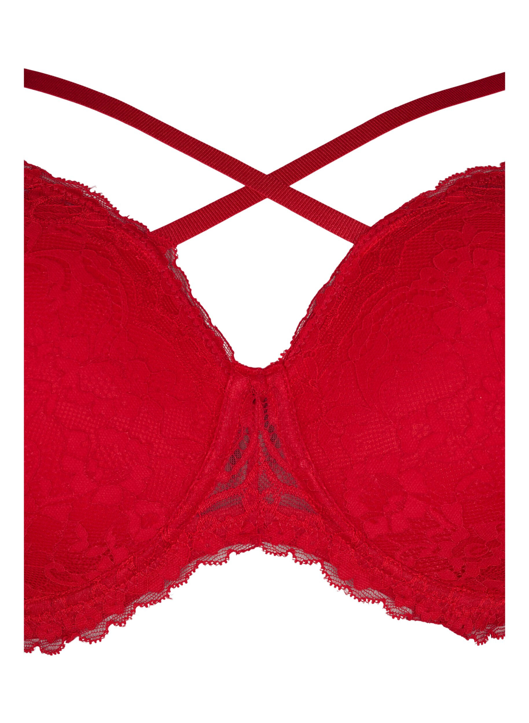 ZizziWattierter BH mit Spitze und Straps, Red Ass., Packshot image number 2