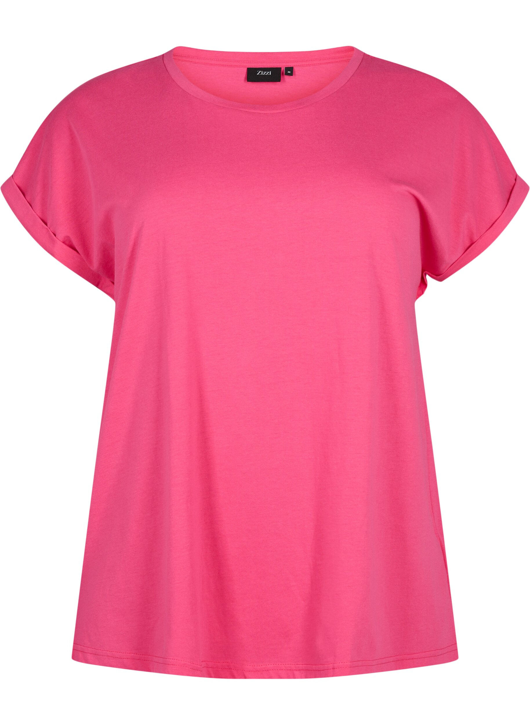 ZizziKurz&auml;rmeliges T-Shirt aus einer Baumwollmischung, Pink, Packshot image number 0