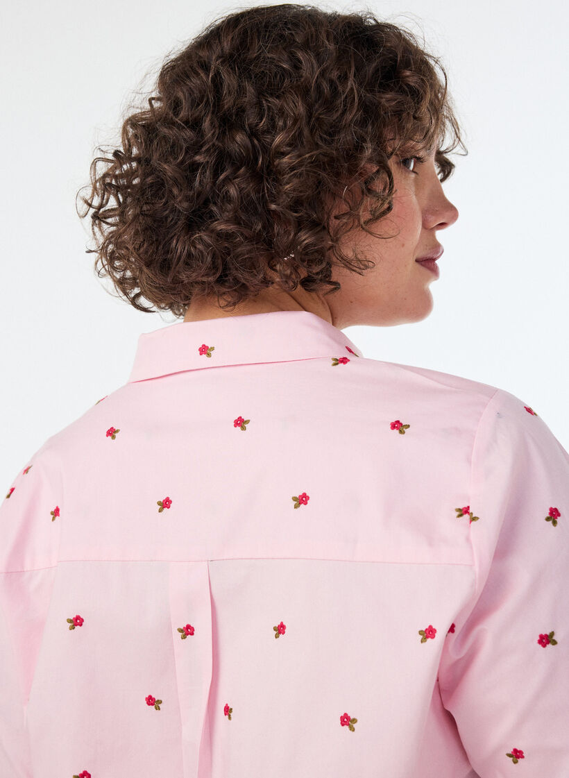 Hemdbluse mit Blumenstickerei, Pink, Model image number 3