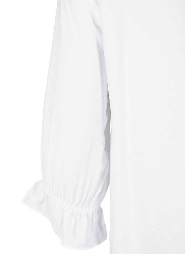 Langes Viskose-Shirt mit Spitzendetail, Bright White, Packshot image number 3