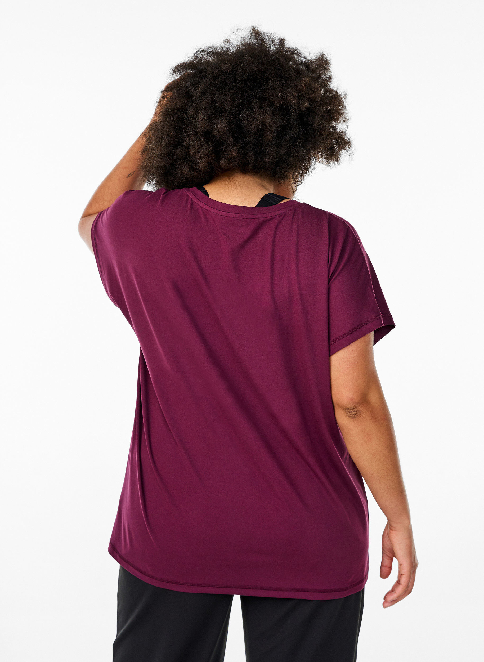 ZizziLockeres Trainings-T-Shirt mit V-Ausschnitt, Rot, Model image number 2