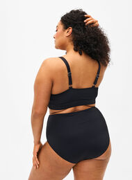 Einfarbiges Bikini-Unterteil mit hoher Taille, Black, Model