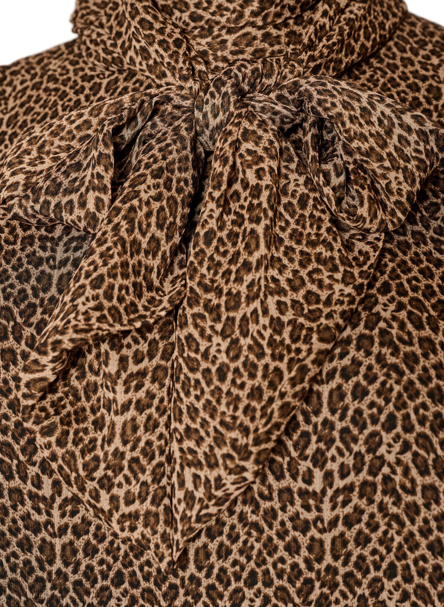 Zizzi&Auml;rmellose, hochgeschlossene Bluse mit Schleife, Braun, Packshot image number 2