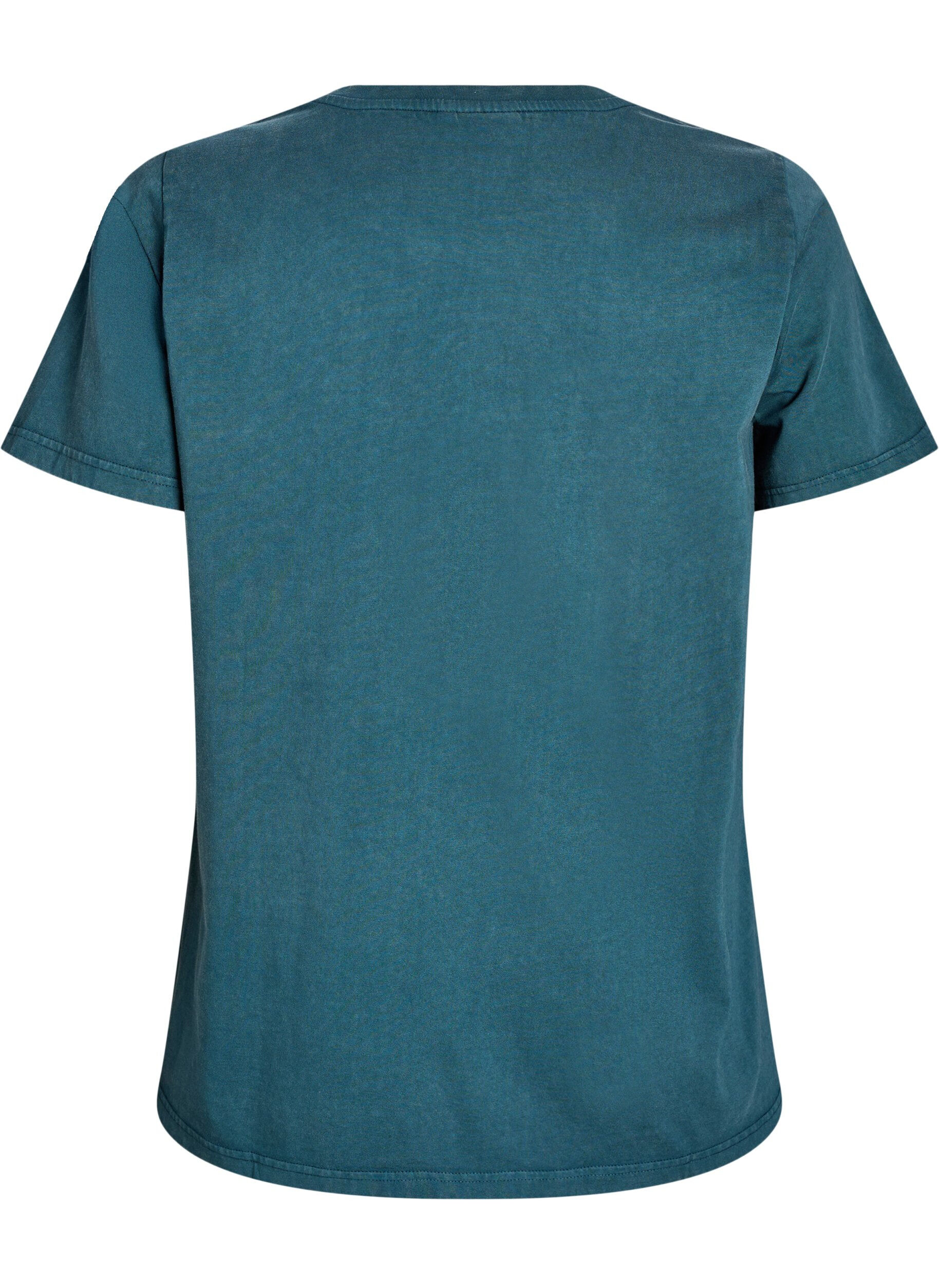 ZizziT-Shirt aus Bio-Baumwolle mit Washed-Look, Petrol, Packshot image number 1