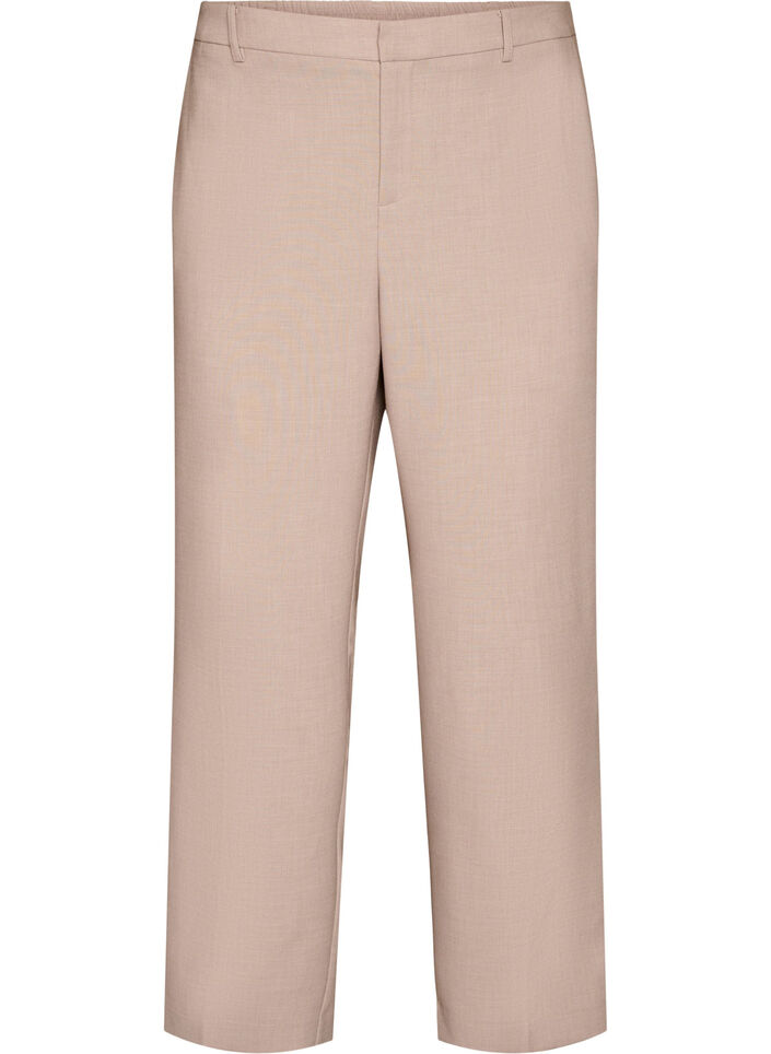 Taillierte Hose mit hoher Taille und gerader Passform, Beige, Packshot