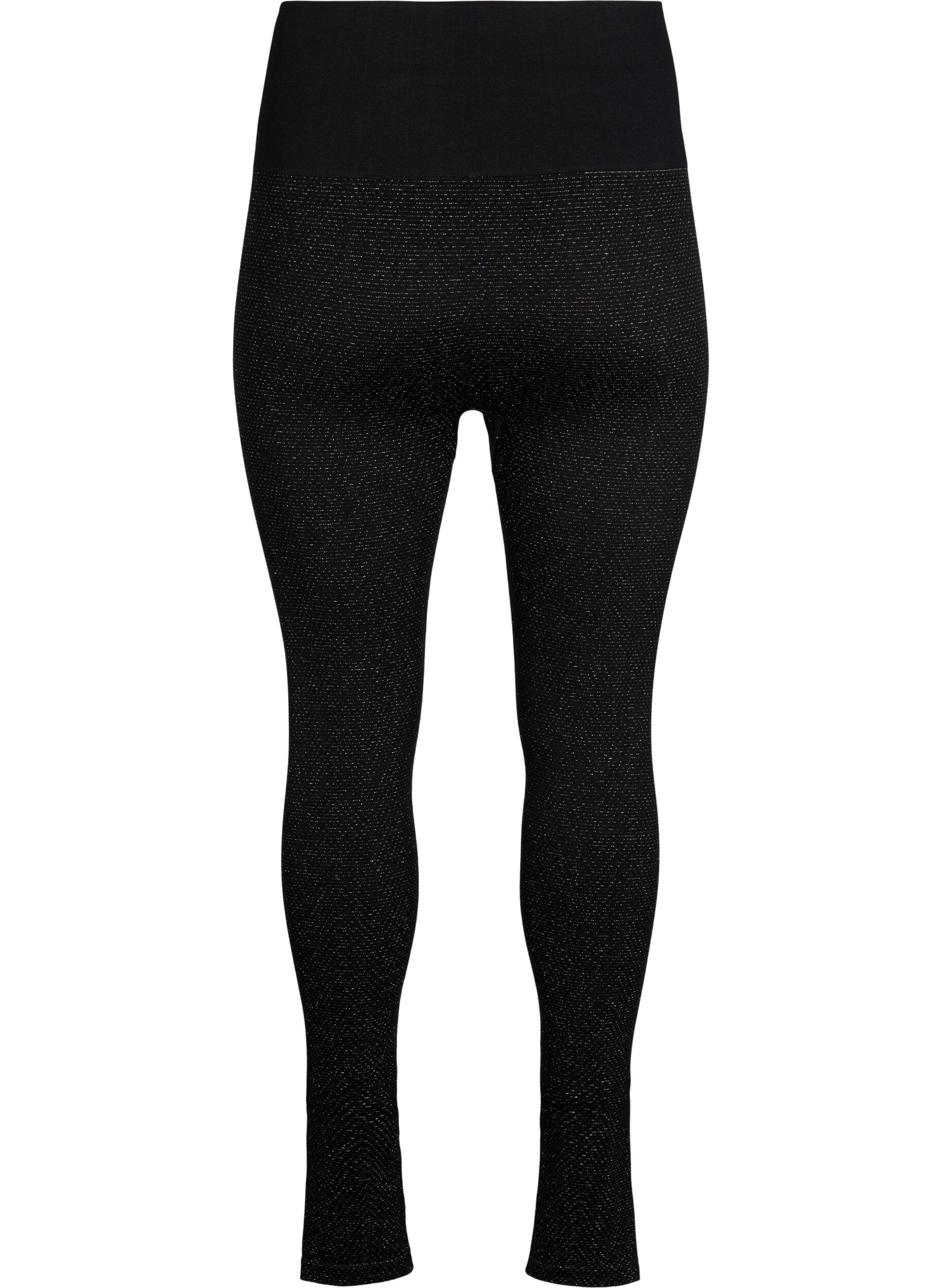 ZizziNahtlose Glitzer-Leggings, Black Gold Lurex, Packshot image number 1