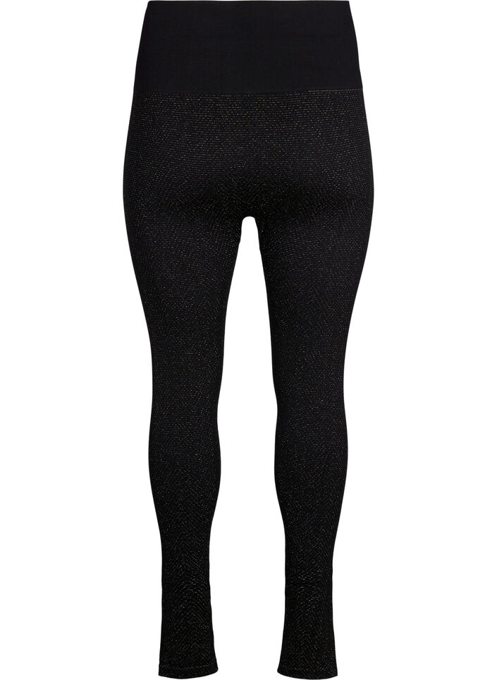 Nahtlose Glitzer-Leggings, Black Gold Lurex, Packshot image number 1