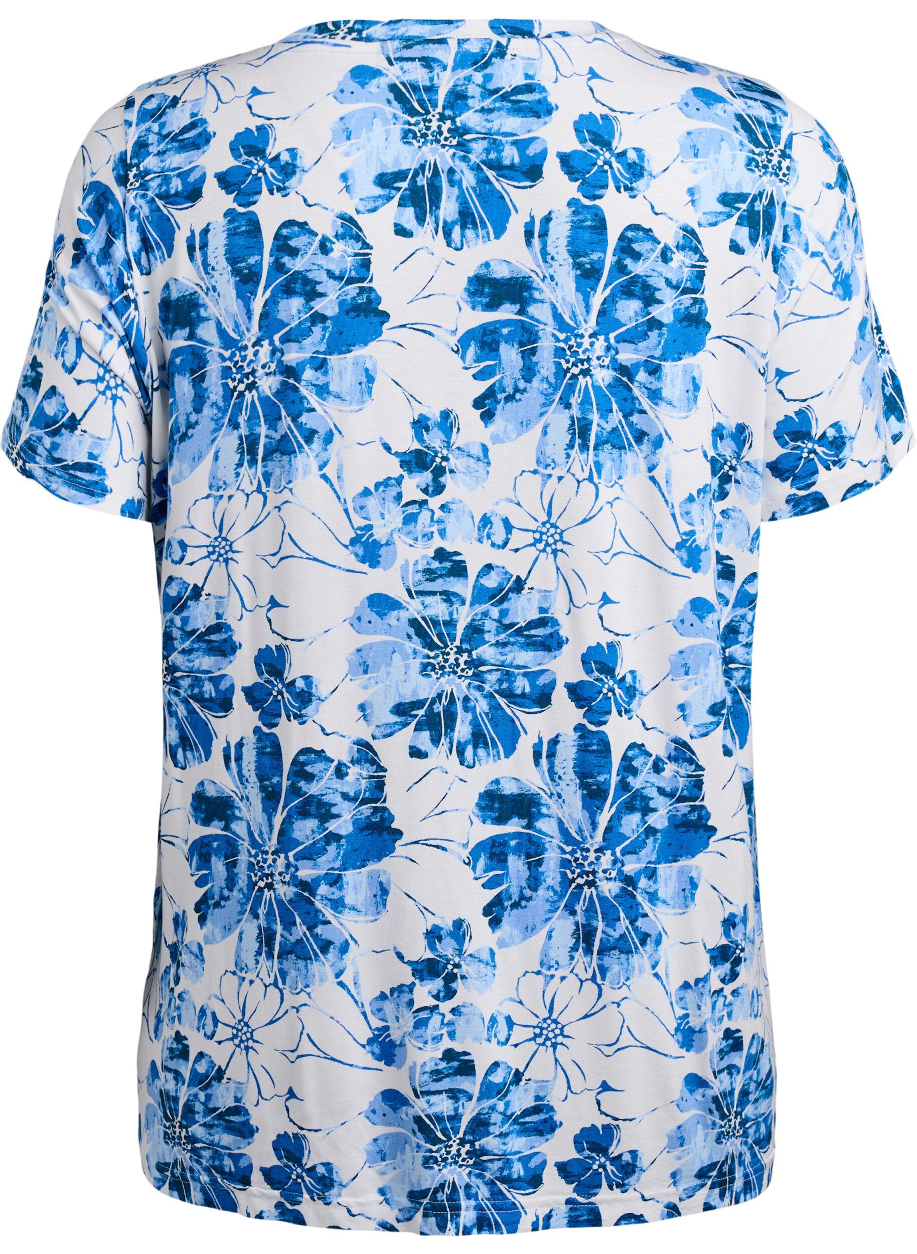 ZizziT-Shirt mit floralem Print, Blau, Packshot image number 1