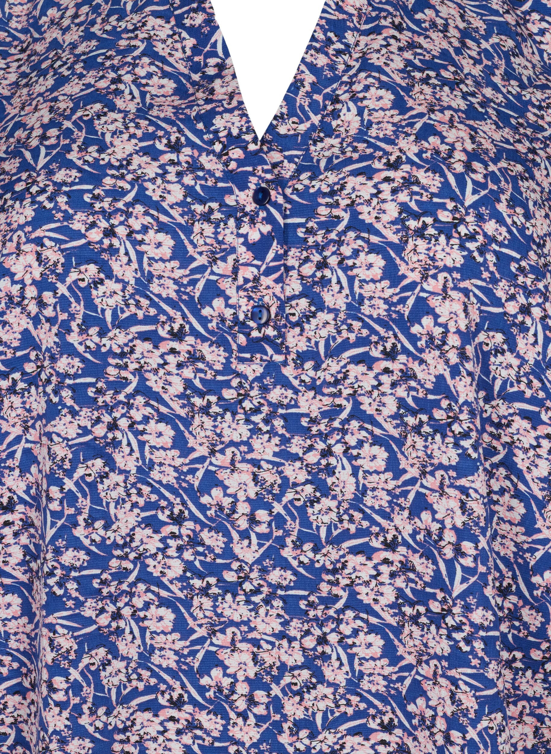 ZizziFLASH - Lang&auml;rmelige Bluse mit Print, Strong Blue Flower, Packshot image number 2
