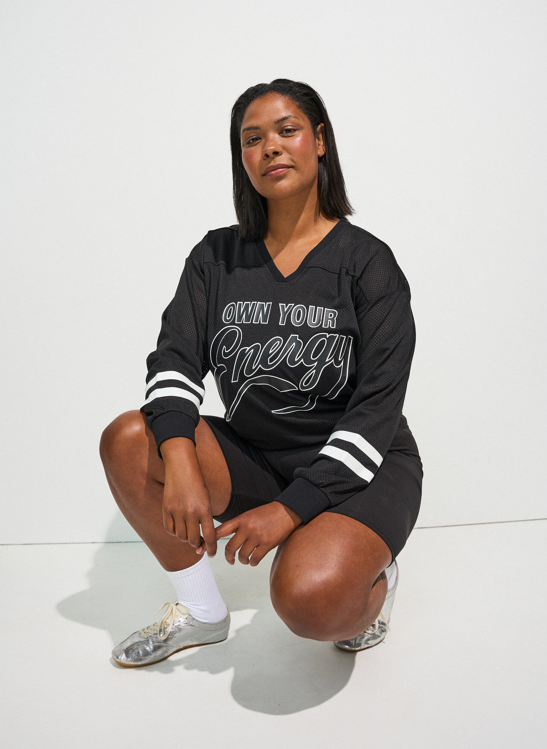 ZizziSportliches Top aus Mesh mit Textprint, Schwarz, Image image number 0