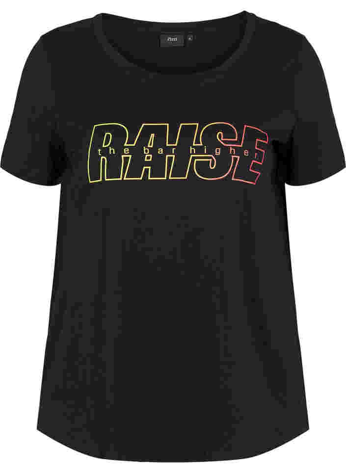 Trainings-T-Shirt mit Print, Black w. Raise, Packshot image number 0