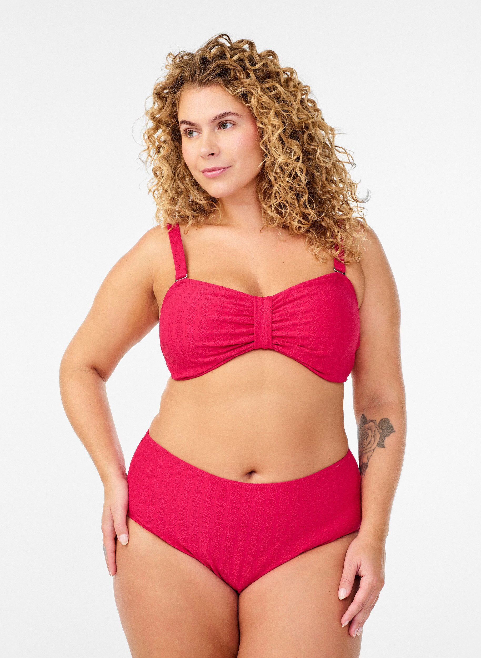 ZizziBikinihose mit Strukturmuster und normaler Taillenh&ouml;he, Pink, Model image number 0