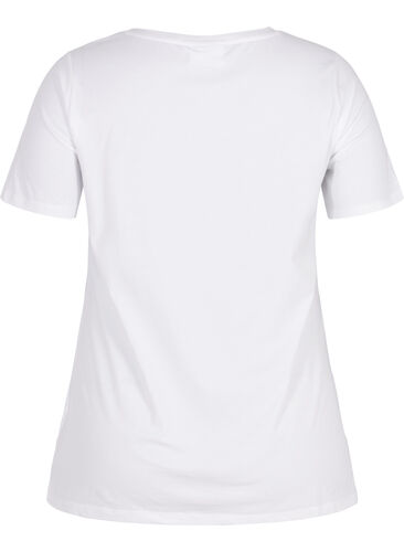 Einfarbiges basic T-Shirt aus Baumwolle, Bright White, Packshot image number 1