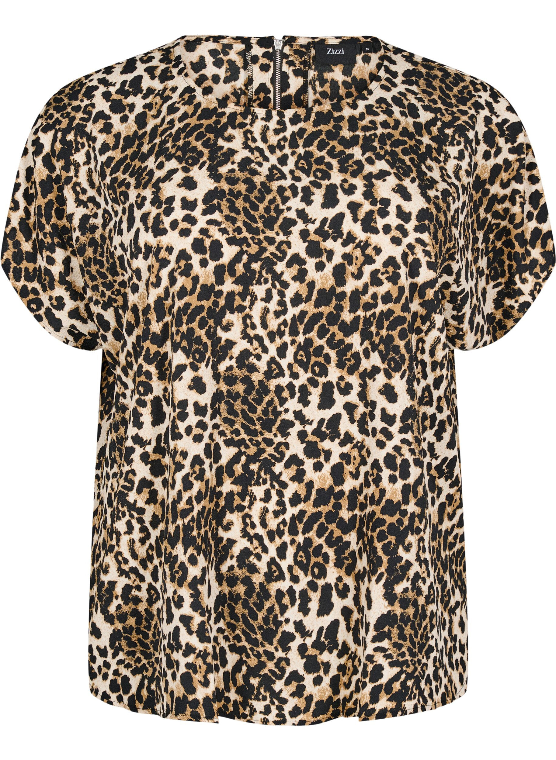 ZizziBluse mit kurzem Arm und Leopardenmuster, Leopard AOP, Packshot image number 0