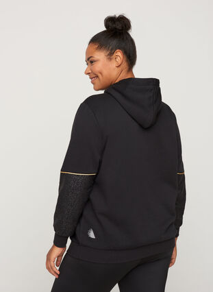 Sweatshirt mit Print und Kapuze, Black, Model image number 1