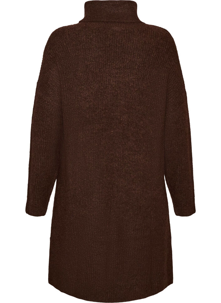 Strickkleid mit Rollkragen, Braun, Packshot image number 1