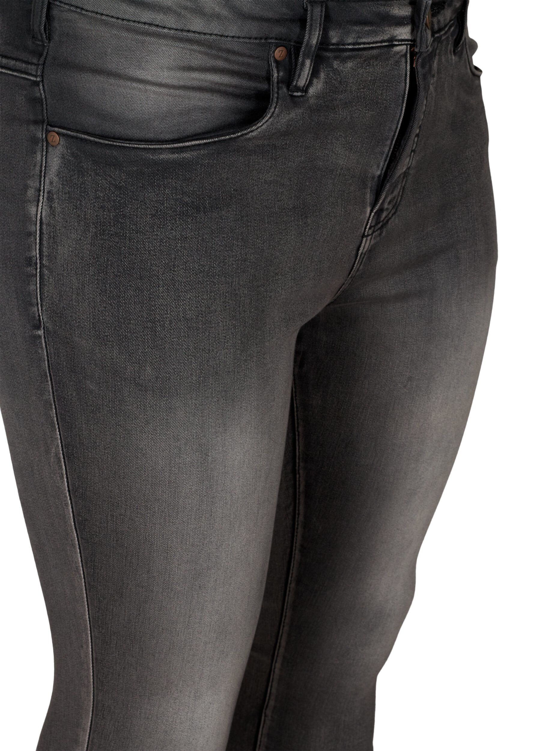 ZizziSuper Slim Amy Jeans mit hoher Taille, Dark Grey Denim, Packshot image number 2