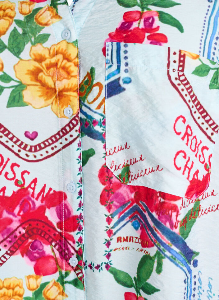 Hemdbluse mit 1/2 &Auml;rmeln und farbenfrohem Print, Blau, Packshot