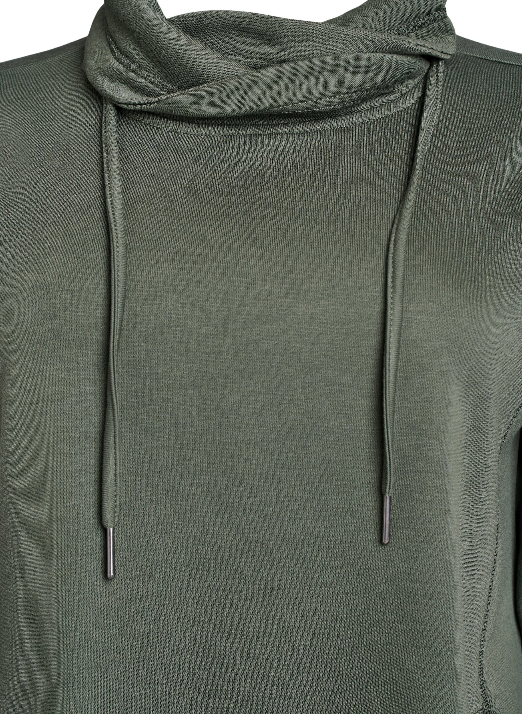 ZizziFLASH - Kurzes Sweatshirtkleid mit Stehkragen und Taschen, Gr&uuml;n, Packshot image number 2