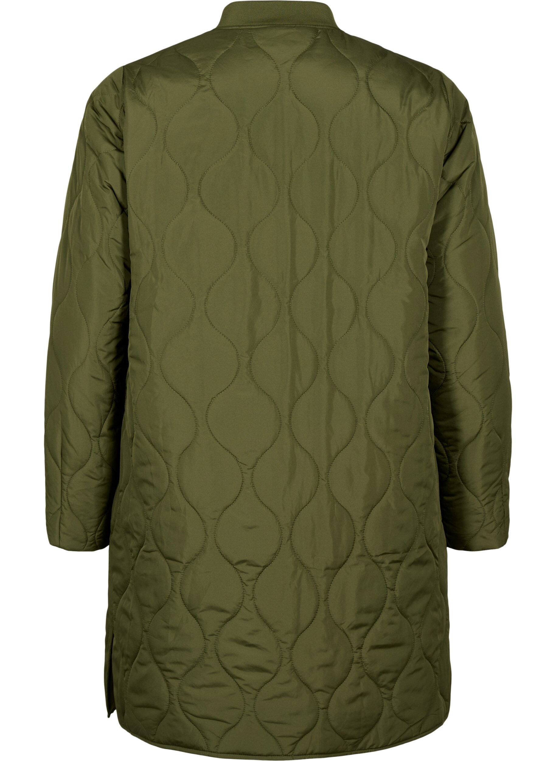ZizziLange gef&uuml;tterte Jacke mit Taschen und Rei&szlig;verschluss, Winter Moss, Packshot image number 1