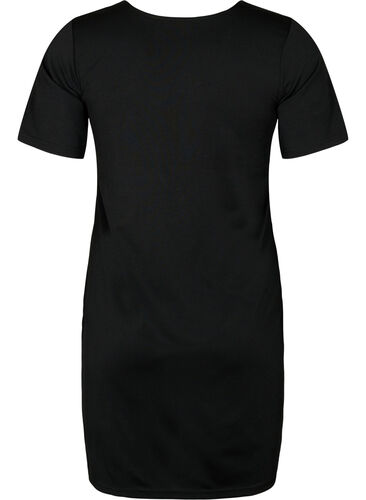 Kurzes Kleid mit V-Ausschnitt und String-Details, Black, Packshot image number 1