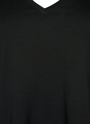 Kurzärmeliges T-Shirt mit V-Ausschnitt, Black, Packshot image number 2