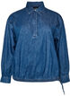 Bluse aus Denim mit Balloon-Fit, Blau, Packshot image number 0